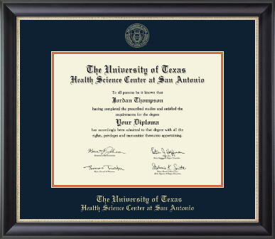 UT Health Science Center at San Antonio diploma frame - Gold Embossed Diploma Frame in Noir