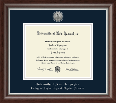 University of New Hampshire diploma frame - Silver Engraved Medallion Diploma Frame in Devonshire