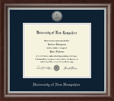 University of New Hampshire diploma frame - Silver Engraved Medallion Diploma Frame in Devonshire