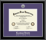 Kansas State University diploma frame - Silver Engraved Medallion Diploma Frame in Onyx Silver