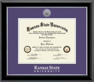 Kansas State University diploma frame - Silver Engraved Medallion Diploma Frame in Onyx Silver
