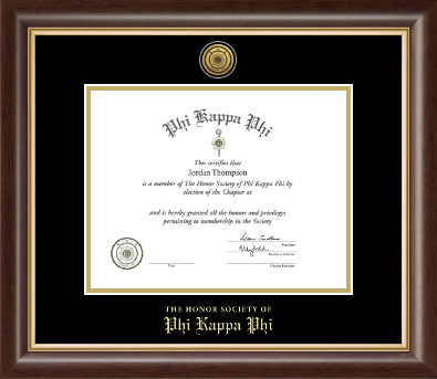 Phi Kappa Phi Honor Society certificate frame - Gold Engraved Medallion Certificate Frame in Hampshire