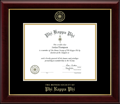 Phi Kappa Phi Honor Society certificate frame - Gold Embossed Certificate Frame in Gallery