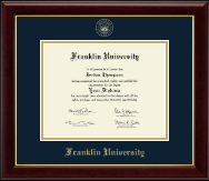 Franklin University Gold Embossed Diploma Frame in Gallery