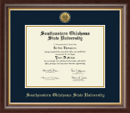 Southeastern Oklahoma State University Gold Engraved Medallion Diploma Frame in Hampshire