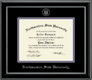 Northwestern State University Silver Embossed Diploma Frame in Onyx Silver