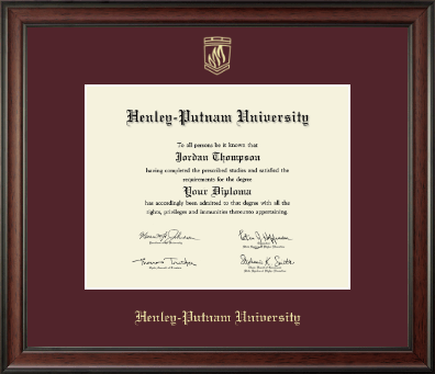 Henley-Putnam University diploma frame - Gold Embossed Diploma Frame in Studio