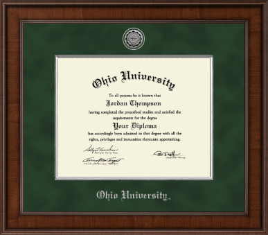 Ohio University diploma frame - Presidential Silver Engraved Diploma Frame in Madison