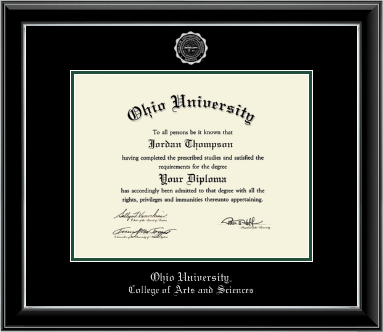 Ohio University diploma frame - Silver Embossed Diploma Frame in Onyx Silver