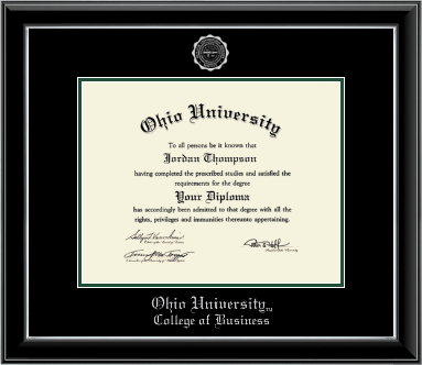 Ohio University diploma frame - Silver Embossed Diploma Frame in Onyx Silver