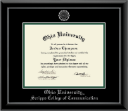 Ohio University Silver Embossed Diploma Frame in Onyx Silver