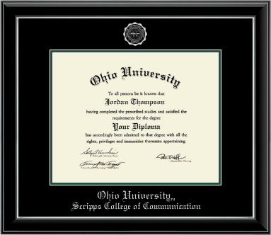 Ohio University diploma frame - Silver Embossed Diploma Frame in Onyx Silver