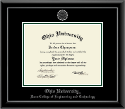 Ohio University diploma frame - Silver Embossed Diploma Frame in Onyx Silver