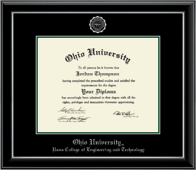 Ohio University diploma frame - Silver Embossed Diploma Frame in Onyx Silver