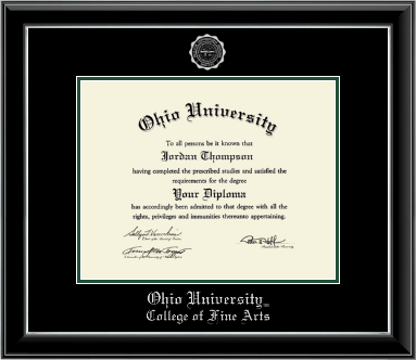 Ohio University diploma frame - Silver Embossed Diploma Frame in Onyx Silver
