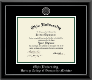 Ohio University Silver Embossed Diploma Frame in Onyx Silver
