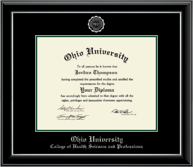 Ohio University diploma frame - Silver Embossed Diploma Frame in Onyx Silver