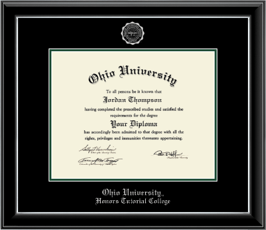 Ohio University diploma frame - Silver Embossed Diploma Frame in Onyx Silver