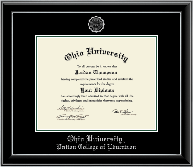 Ohio University diploma frame - Silver Embossed Diploma Frame in Onyx Silver