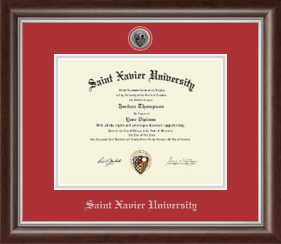 Saint Xavier University diploma frame - Silver Engraved Medallion Diploma Frame in Devonshire