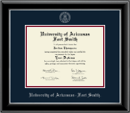 University of Arkansas - Fort Smith Silver Embossed Diploma Frame in Onyx Silver