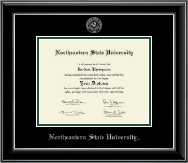 Northeastern State University Silver Embossed Diploma Frame in Onyx Silver