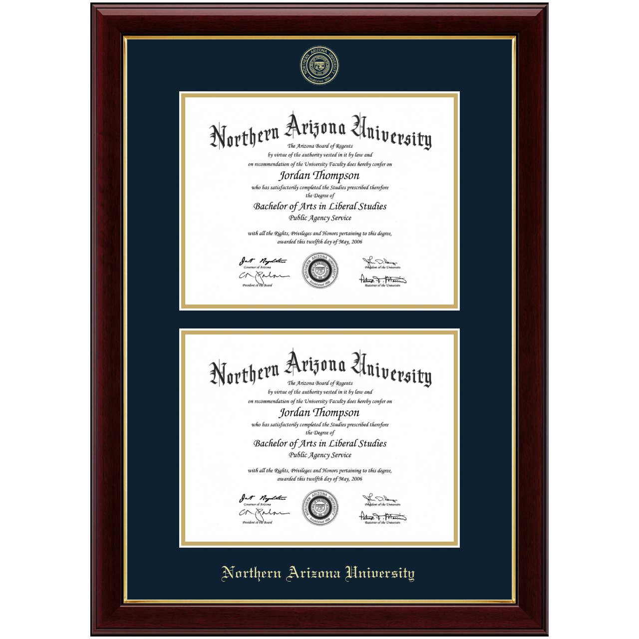 Double Document Diploma Frame in Gallery Northern Arizona University