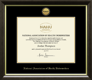 National Association of Health Underwriters certificate frame - Gold Engraved Medallion Certificate Frame in Hampshire