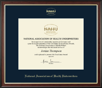 National Association of Health Underwriters certificate frame - Gold Embossed Certificate Frame in Studio Gold