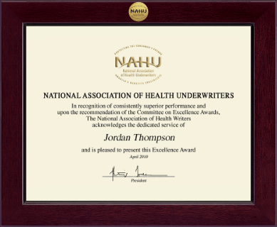 National Association of Health Underwriters certificate frame - Century Gold Engraved Certificate Frame in Cordova