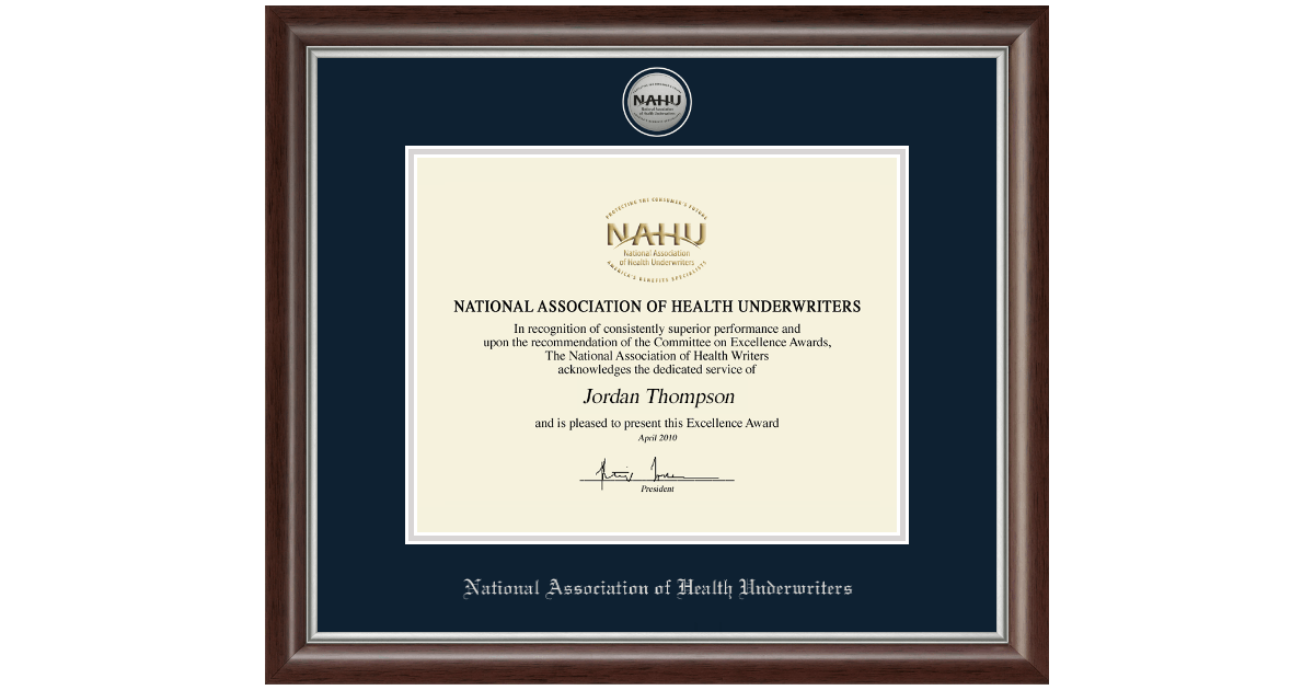 National Association of Health Underwriters Certificate Frames