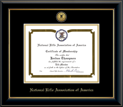 National Rifle Association of America certificate frame - Gold Engraved Medallion Certificate Frame in Onyx Gold