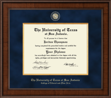 The University of Texas San Antonio diploma frame - Presidential Masterpiece Diploma Frame in Madison