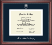 Marietta College Silver Embossed Diploma Frame in Kensington Silver