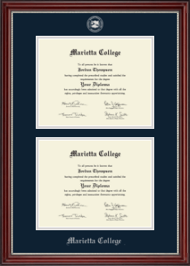 Marietta College diploma frame - Double Document Diploma Frame in Kensington Silver