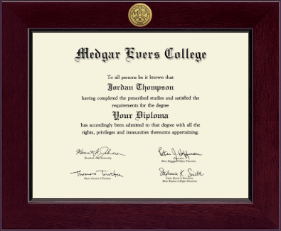 Medgar Evers College diploma frame - Century Gold Engraved Diploma Frame in Cordova