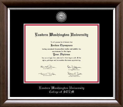 Eastern Washington University diploma frame - Silver Engraved Medallion Diploma Frame in Devonshire