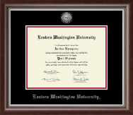 Eastern Washington University diploma frame - Silver Engraved Medallion Diploma Frame in Devonshire