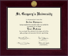 St. Gregory's University diploma frame - Century Gold Engraved Diploma Frame in Cordova