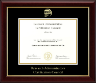 Research Administrators Certification Council Gold Embossed Certificate Frame in Gallery