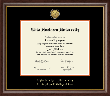 Ohio Northern University diploma frame - Gold Engraved Medallion Diploma Frame in Hampshire