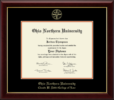 Ohio Northern University diploma frame - Gold Embossed Diploma Frame in Gallery