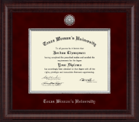 Texas Woman's University diploma frame - Presidential Silver Engraved Diploma Frame in Premier