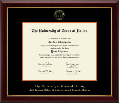 The University of Texas at Dallas diploma frame - Gold Embossed Diploma Frame in Gallery
