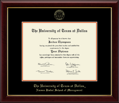 The University of Texas at Dallas diploma frame - Gold Embossed Diploma Frame in Gallery