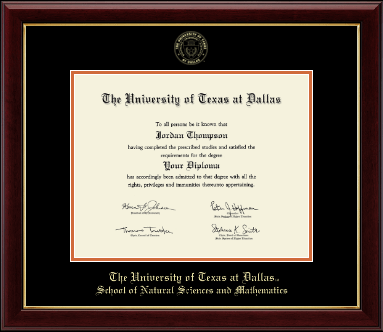 The University of Texas at Dallas diploma frame - Gold Embossed Diploma Frame in Gallery