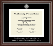 The University of Texas at Dallas diploma frame - Silver Engraved Medallion Diploma Frame in Devonshire