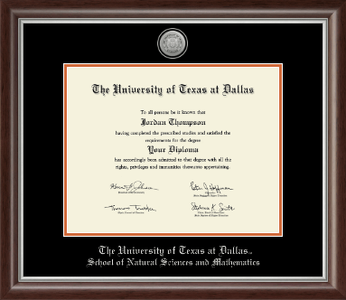 The University of Texas at Dallas diploma frame - Silver Engraved Medallion Diploma Frame in Devonshire