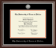 The University of Texas at Dallas diploma frame - Silver Engraved Medallion Diploma Frame in Devonshire