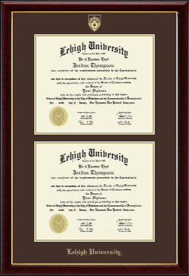 Lehigh University diploma frame - Double Diploma Frame in Gallery